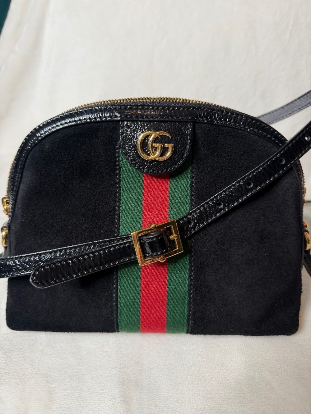 Black Suede Gucci Ophidia Dome Crossbody